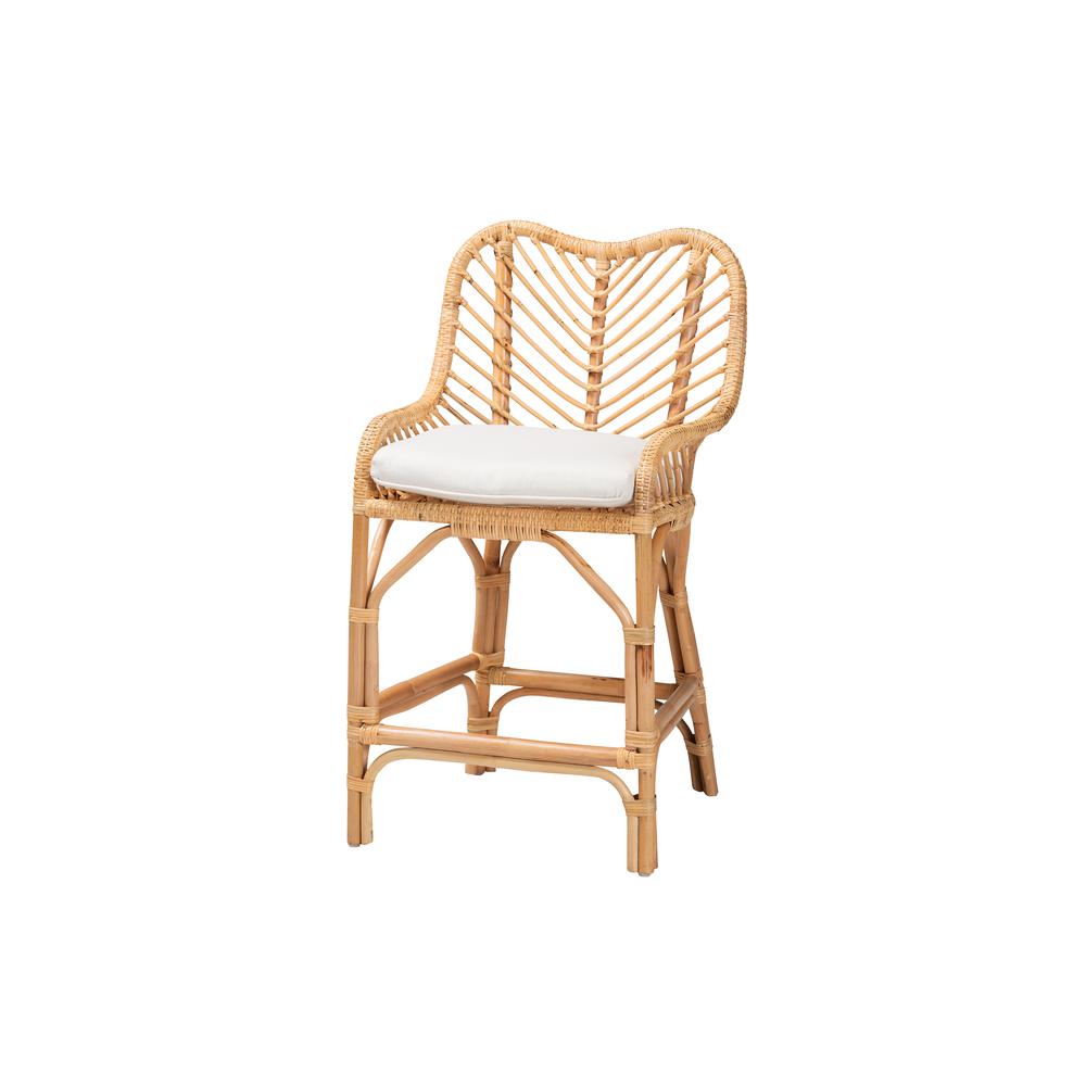 bali & pari Arween Modern Bohemian Natural Brown Rattan Counter Stool. Picture 11