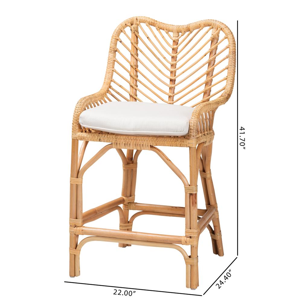 bali & pari Arween Modern Bohemian Natural Brown Rattan Counter Stool. Picture 20