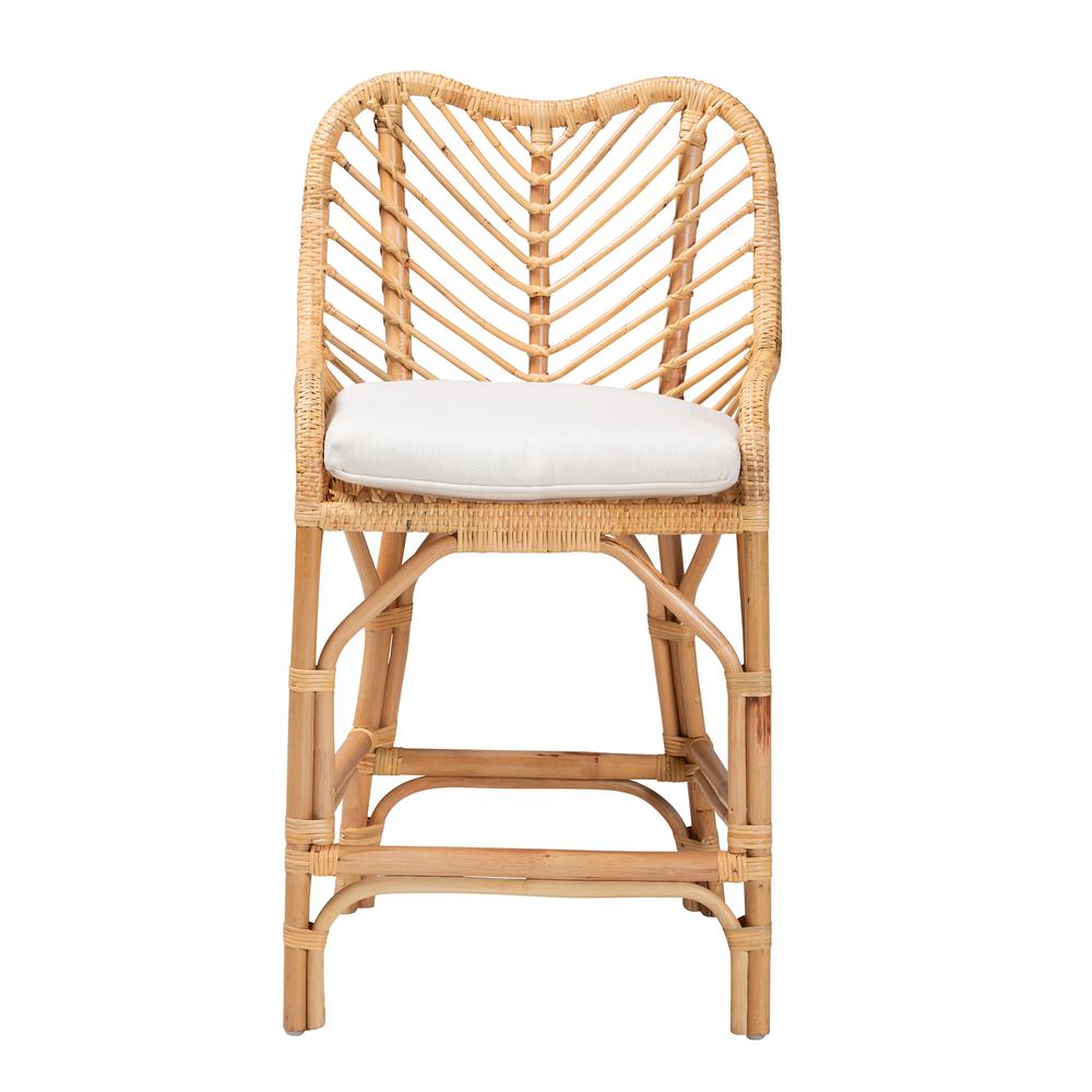 bali & pari Arween Modern Bohemian Natural Brown Rattan Counter Stool. Picture 12