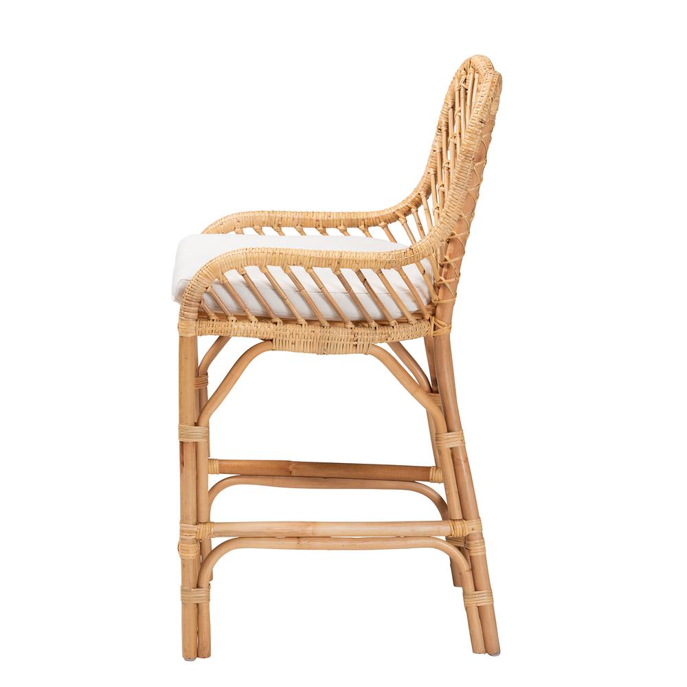 bali & pari Arween Modern Bohemian Natural Brown Rattan Counter Stool. Picture 13
