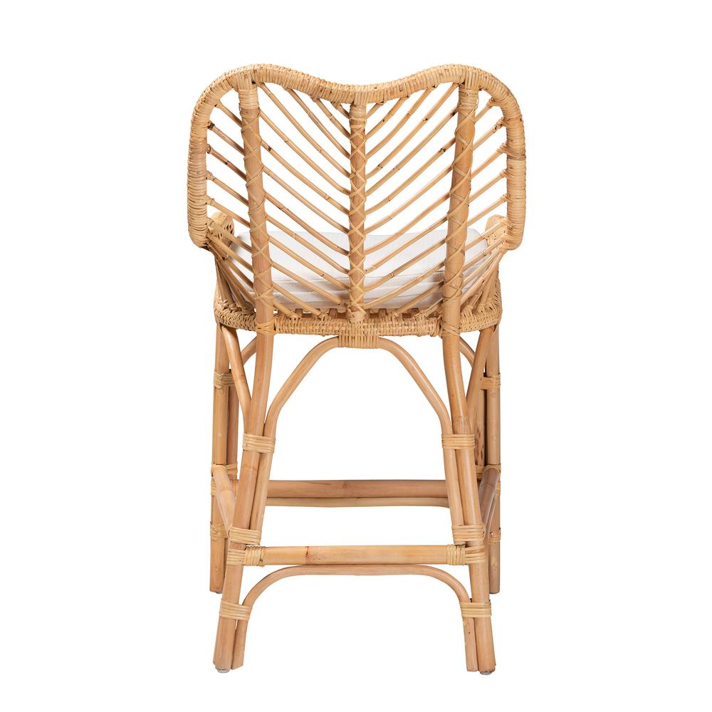 bali & pari Arween Modern Bohemian Natural Brown Rattan Counter Stool. Picture 14