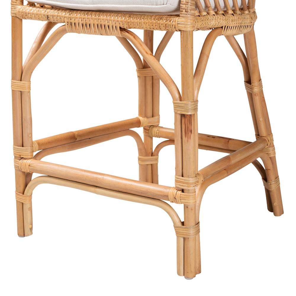 bali & pari Arween Modern Bohemian Natural Brown Rattan Counter Stool. Picture 16