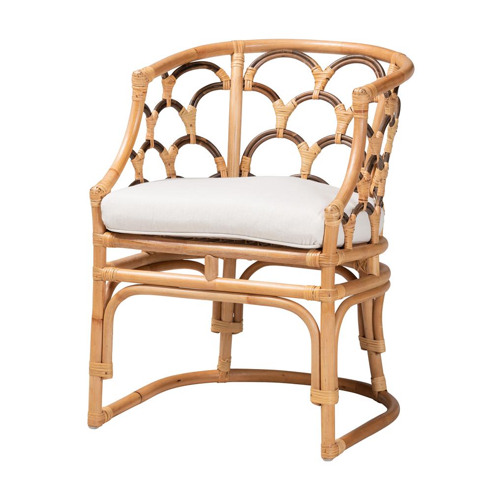 bali & pari Aster Modern Bohemian Natural Brown Rattan Armchair. Picture 11