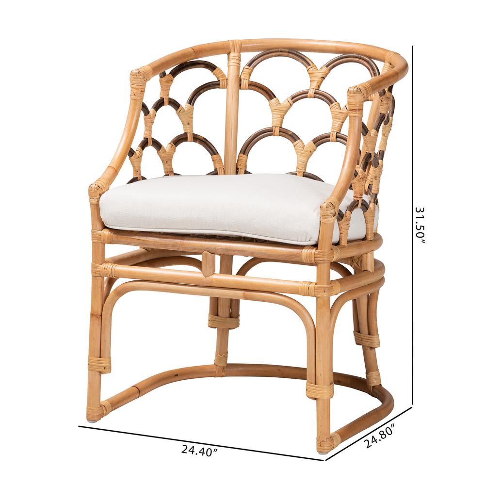 bali & pari Aster Modern Bohemian Natural Brown Rattan Armchair. Picture 20