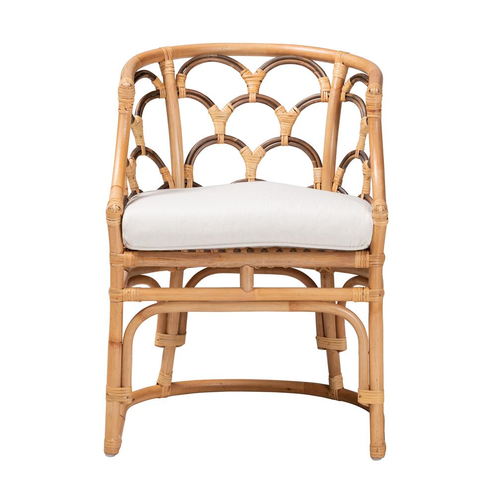 bali & pari Aster Modern Bohemian Natural Brown Rattan Armchair. Picture 12