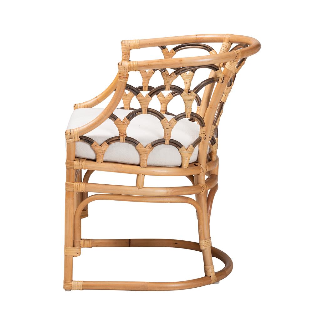 bali & pari Aster Modern Bohemian Natural Brown Rattan Armchair. Picture 13