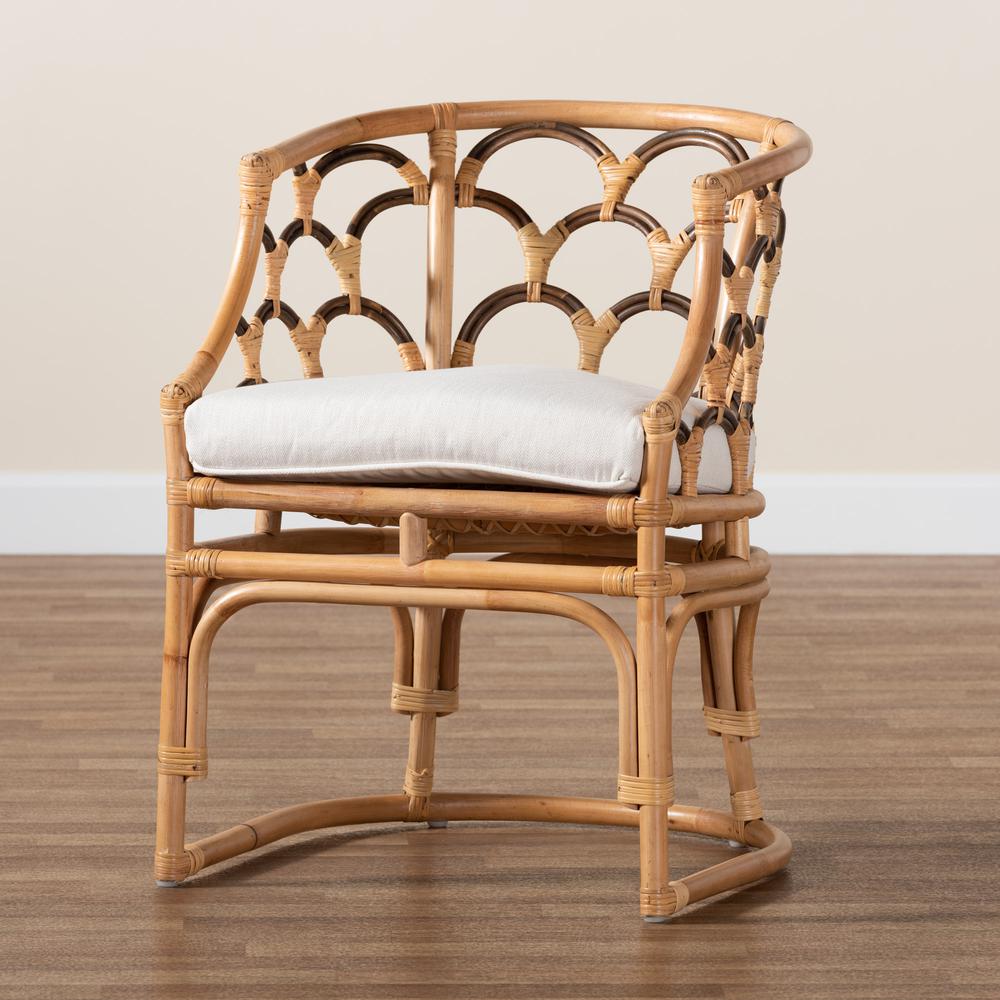 bali & pari Aster Modern Bohemian Natural Brown Rattan Armchair. Picture 19