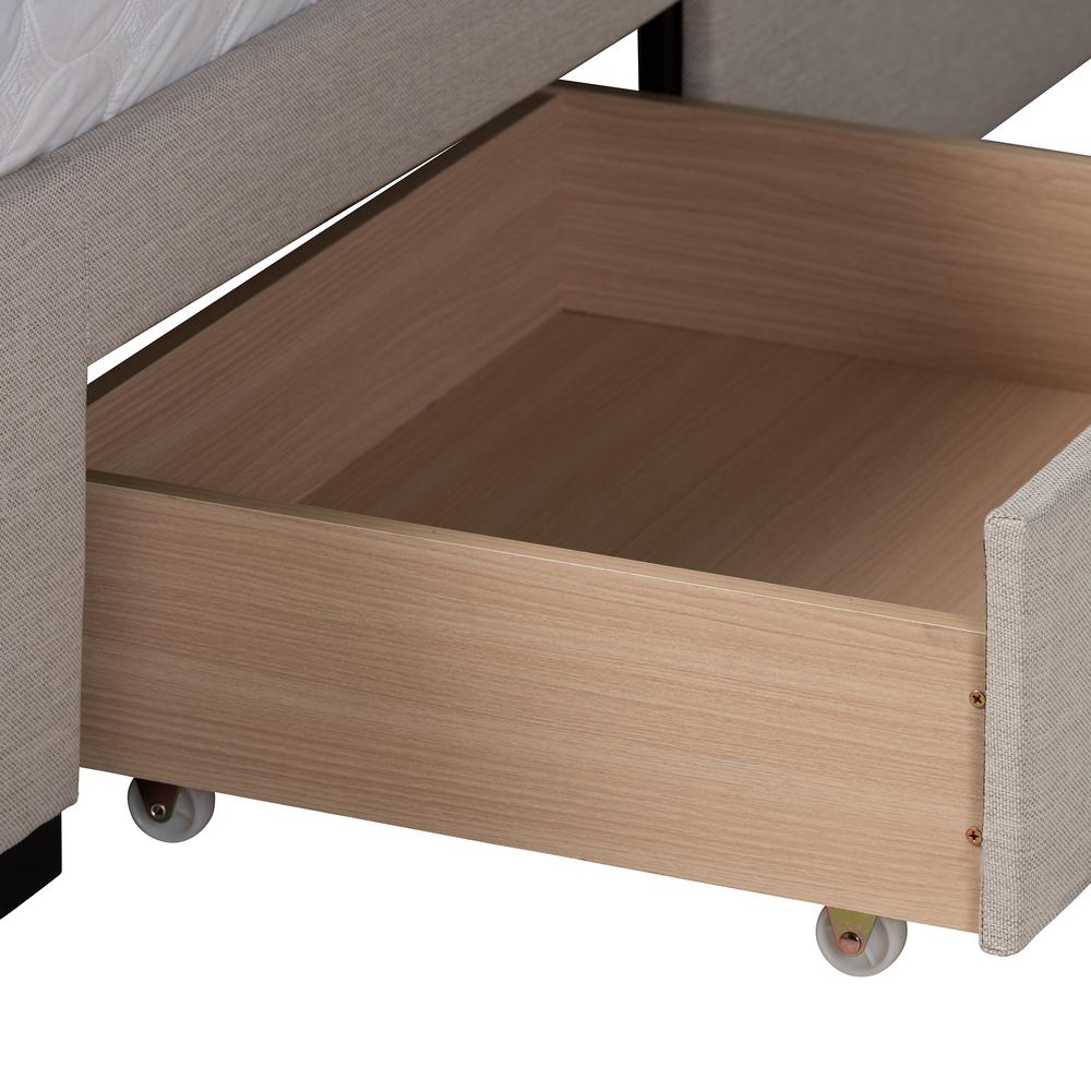 Transitional Beige Fabric Full Size 3-Drawer Storage Platform Bed. Picture 21