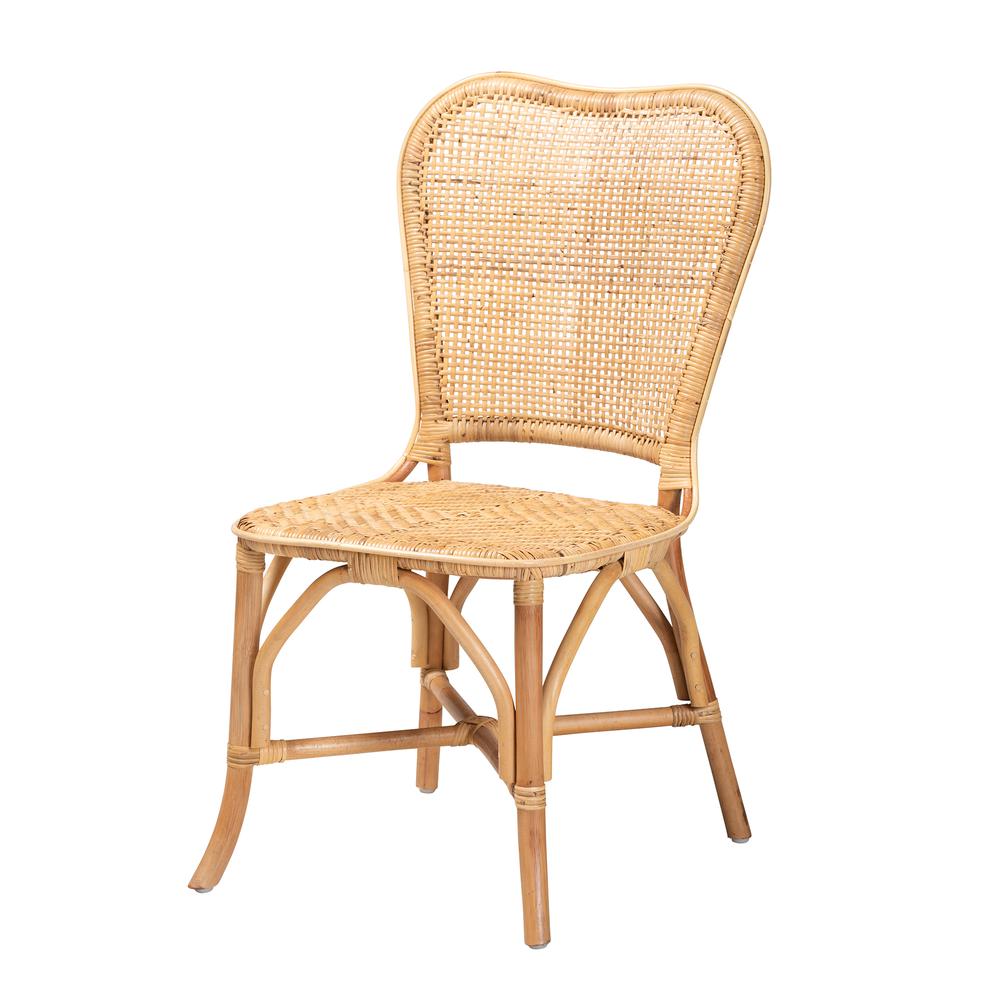 bali & pari Irene Modern Bohemian Natural Rattan Dining Chair. Picture 11