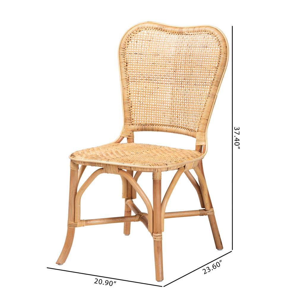 bali & pari Irene Modern Bohemian Natural Rattan Dining Chair. Picture 20