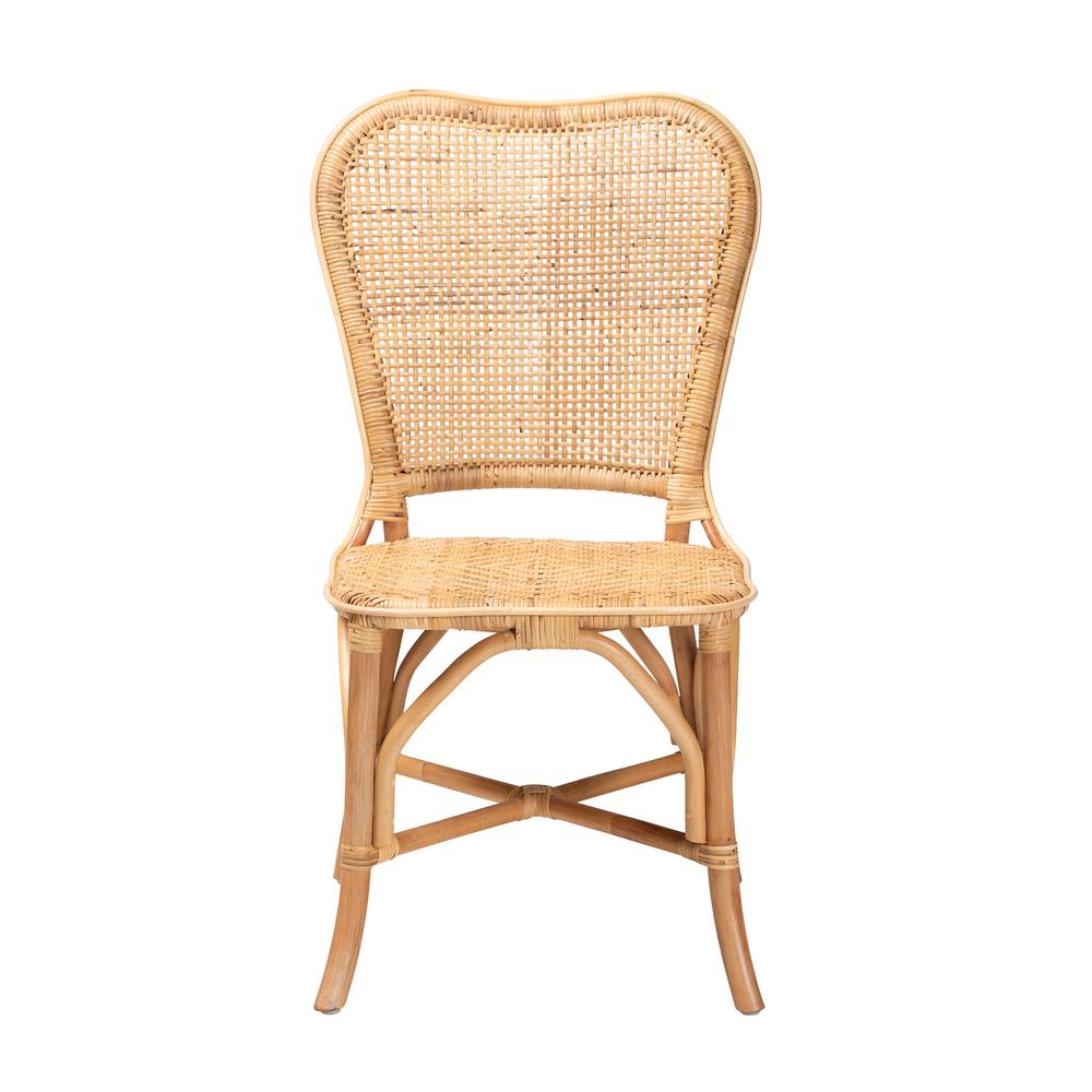 bali & pari Irene Modern Bohemian Natural Rattan Dining Chair. Picture 12