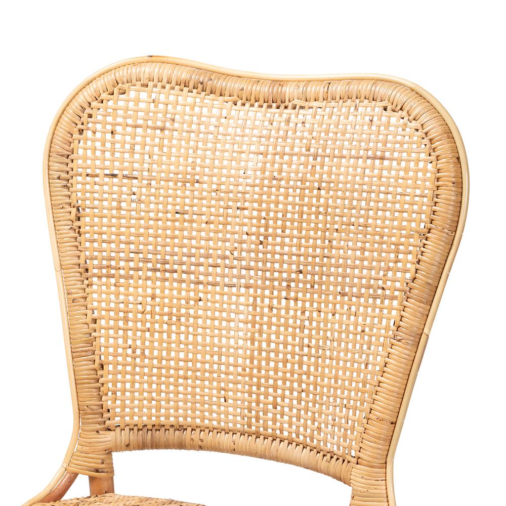 bali & pari Irene Modern Bohemian Natural Rattan Dining Chair. Picture 15