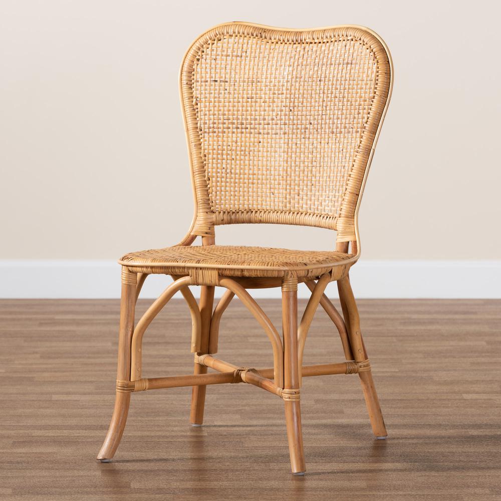 bali & pari Irene Modern Bohemian Natural Rattan Dining Chair. Picture 19