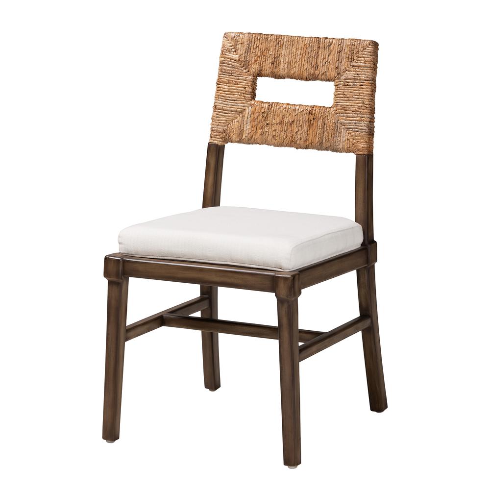 Bohemian Dark Brown Finished Mahogany Wood and Natural Rattan Dining Chair. Picture 11