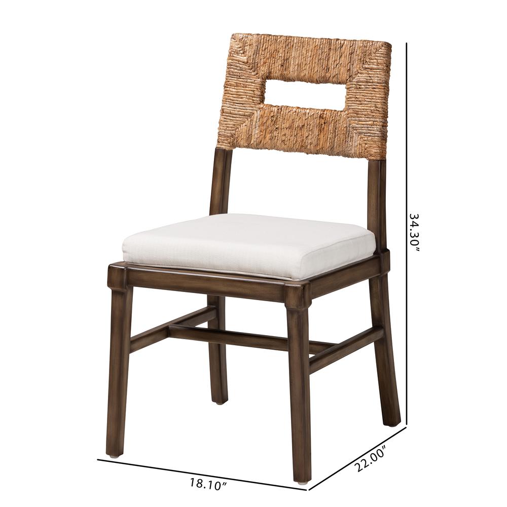 Bohemian Dark Brown Finished Mahogany Wood and Natural Rattan Dining Chair. Picture 20