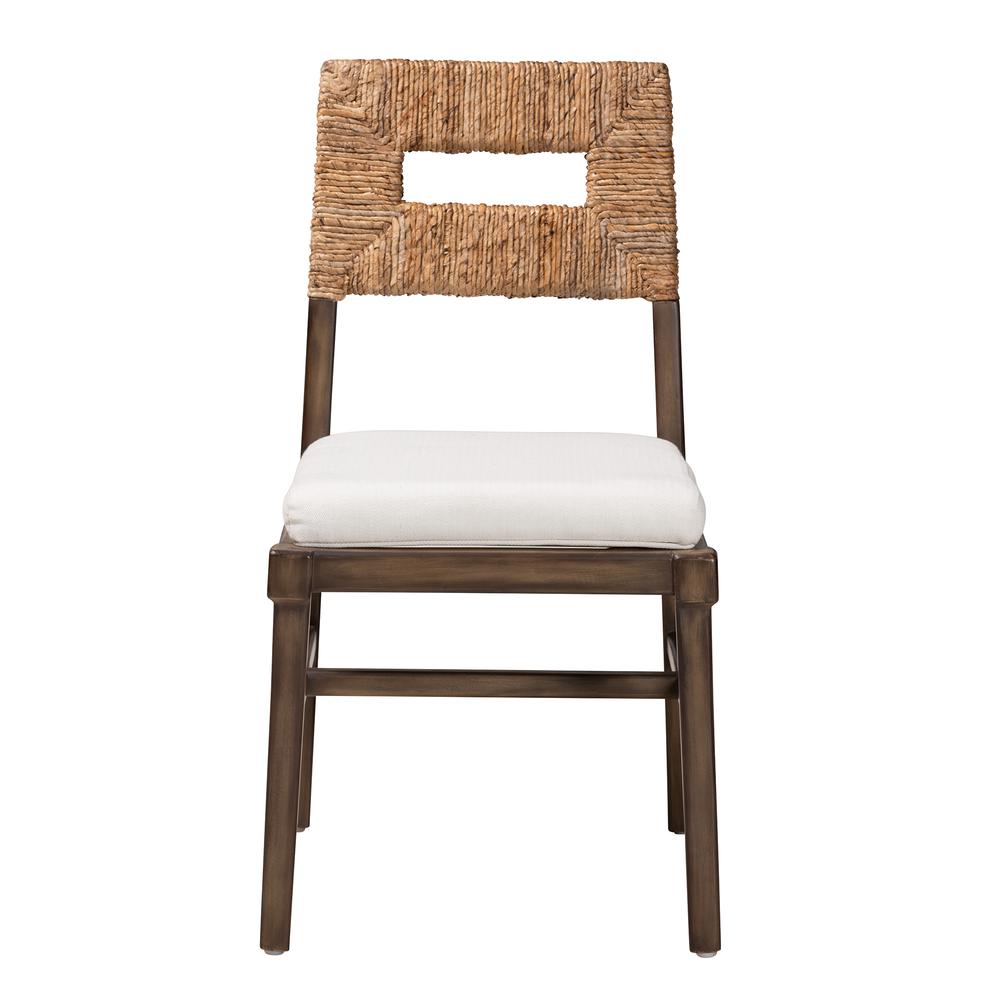 Bohemian Dark Brown Finished Mahogany Wood and Natural Rattan Dining Chair. Picture 12