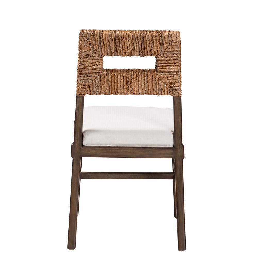 Bohemian Dark Brown Finished Mahogany Wood and Natural Rattan Dining Chair. Picture 14