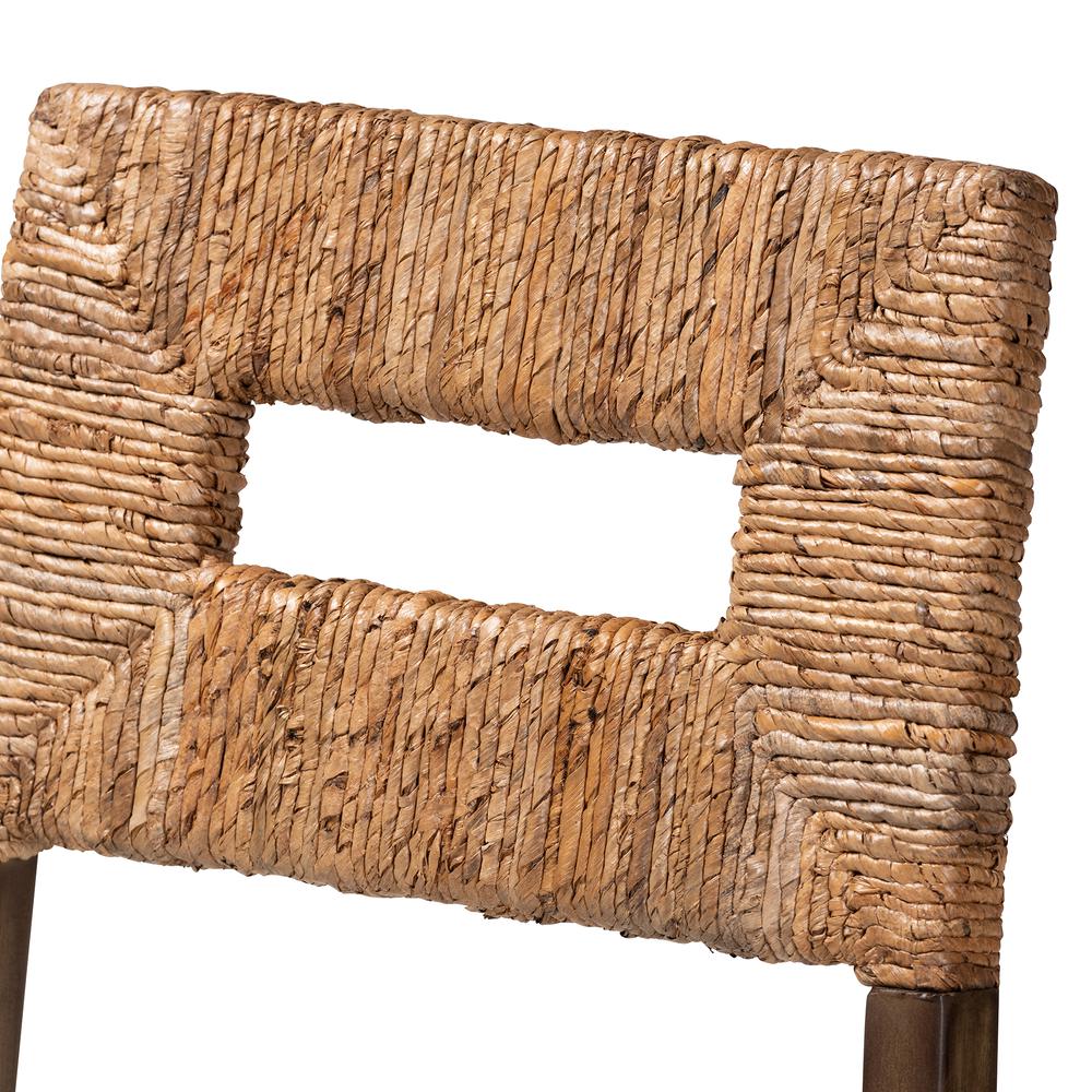 Bohemian Dark Brown Finished Mahogany Wood and Natural Rattan Dining Chair. Picture 15