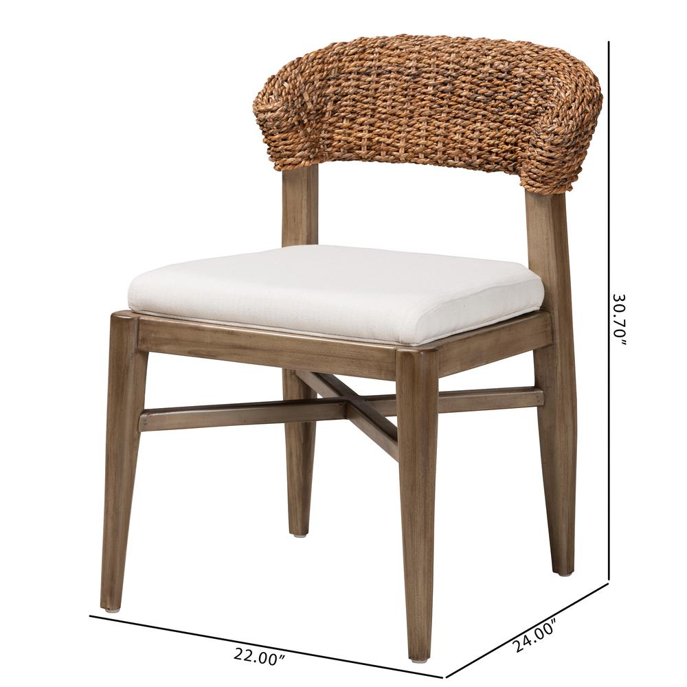 Bohemian Walnut Brown Finished Mahogany Wood and Natural Rattan Dining Chair. Picture 20