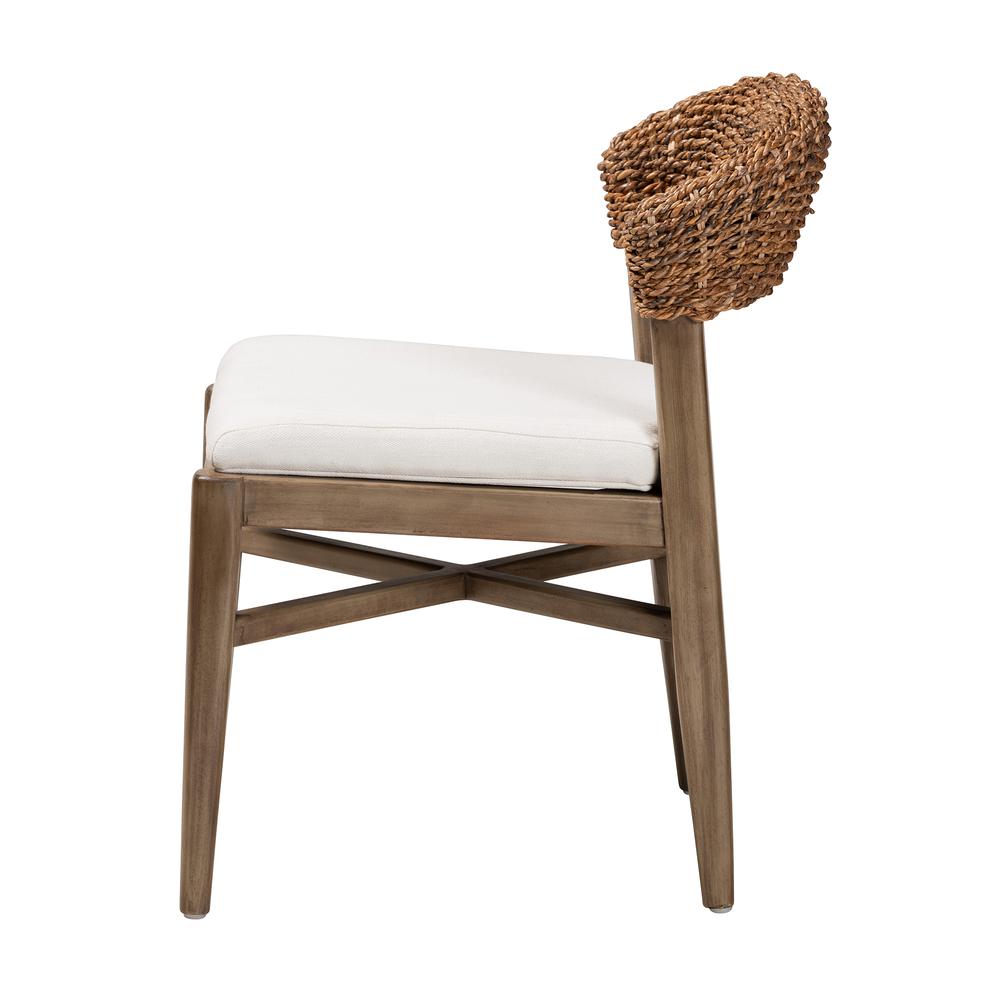 Bohemian Walnut Brown Finished Mahogany Wood and Natural Rattan Dining Chair. Picture 13