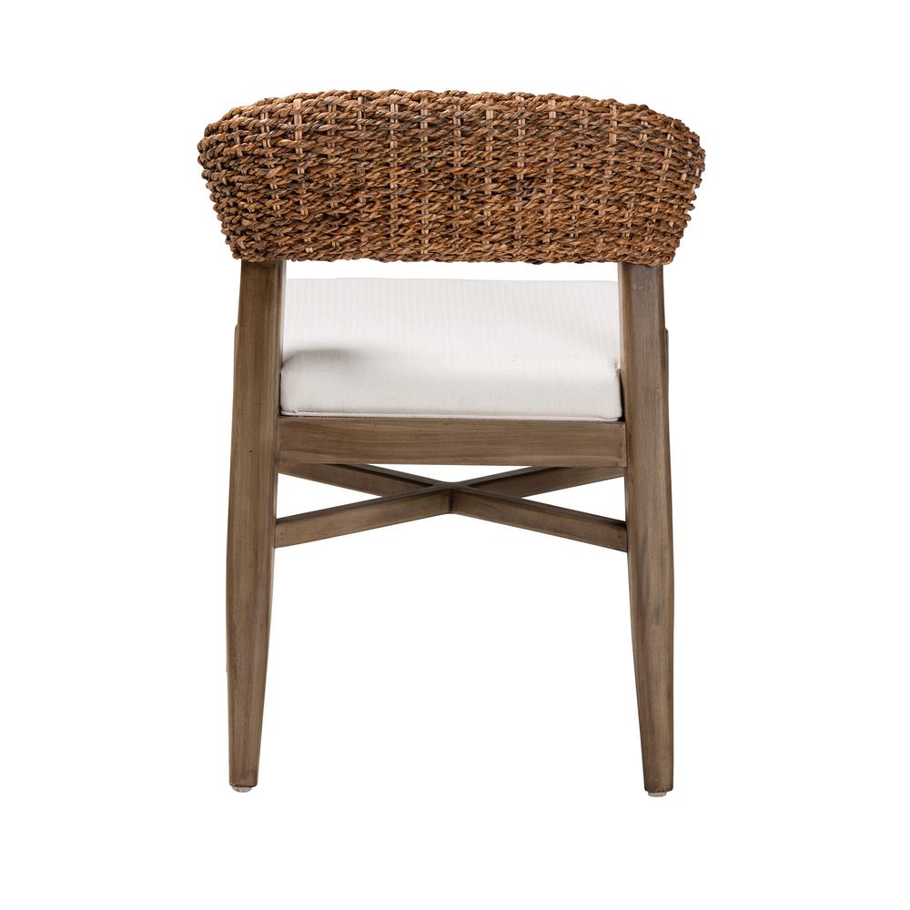 Bohemian Walnut Brown Finished Mahogany Wood and Natural Rattan Dining Chair. Picture 14