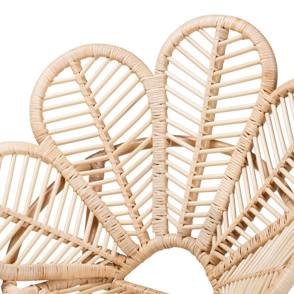 bali & pari Bianca Modern Bohemian Natural Brown Rattan Flower Chair. Picture 15