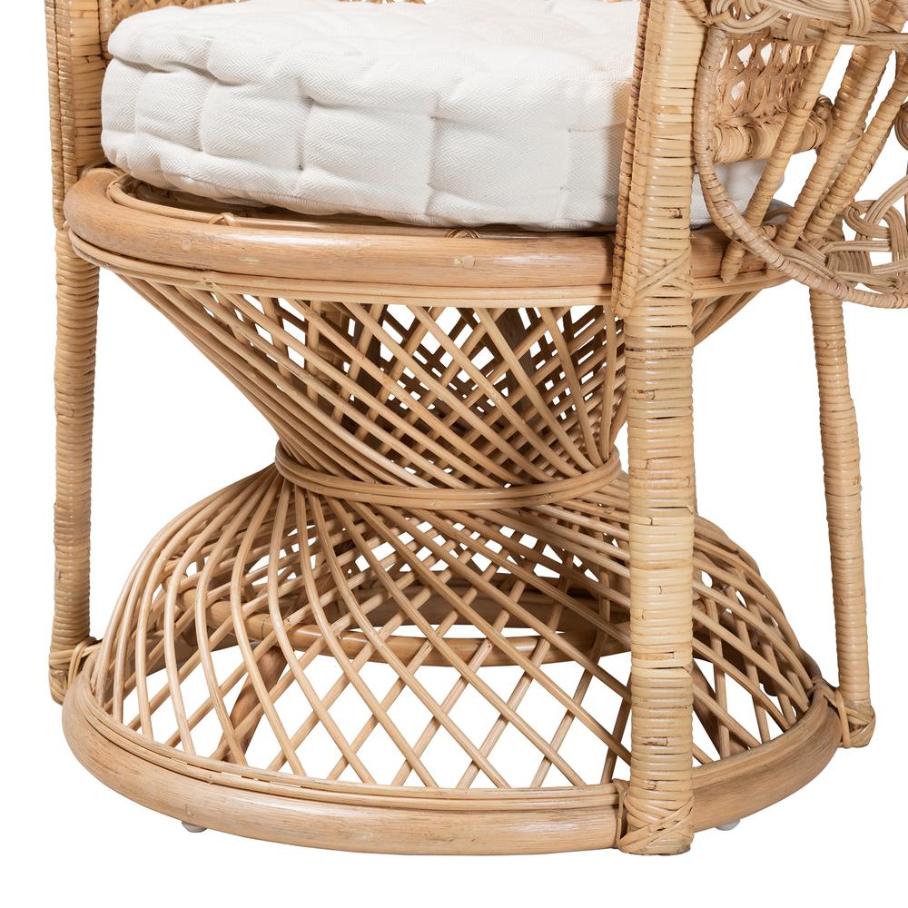 bali & pari Ediva Modern Bohemian Natural Brown Rattan Peacock Accent Chair. Picture 16