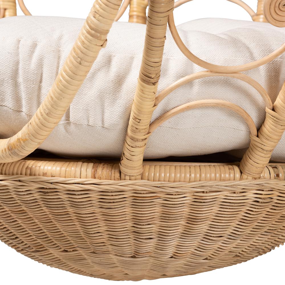 bali & pari Umika Modern Bohemian Natural Brown Rattan Hanging Chair. Picture 14