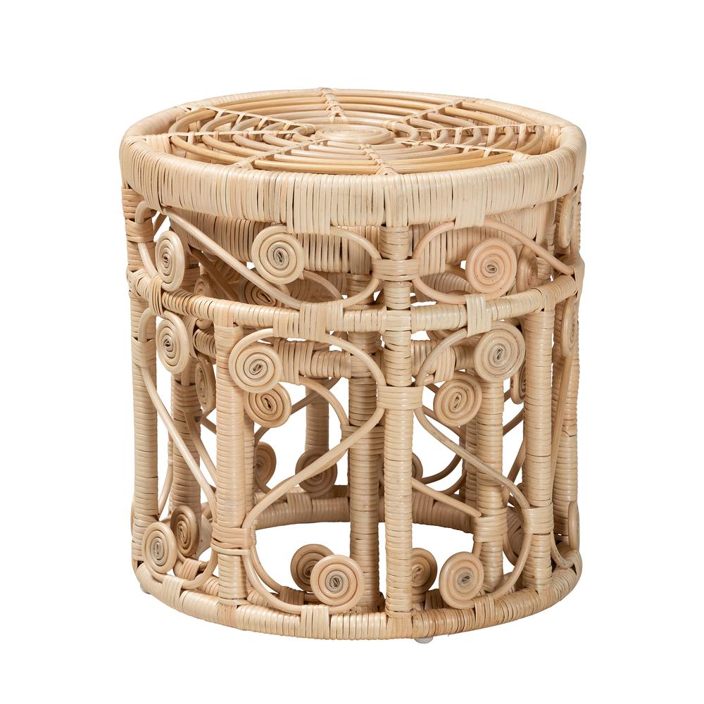 Bohemian Natural Brown Rattan 2-Piece Nesting End Table Set. Picture 10
