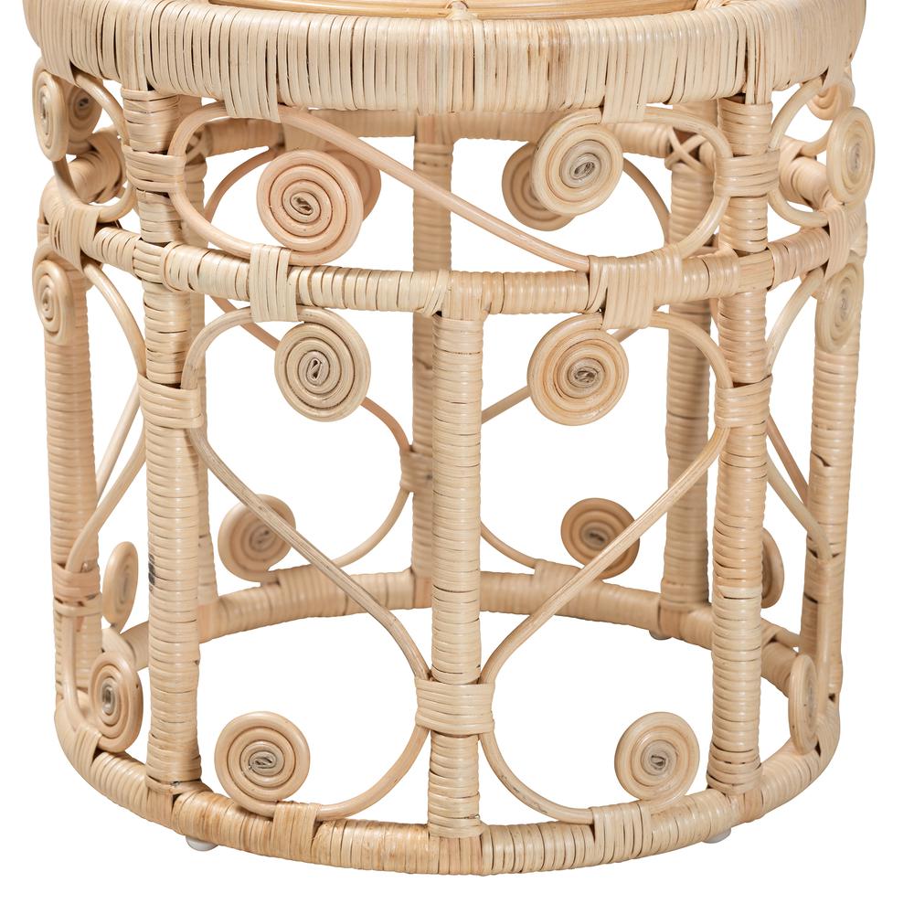 Bohemian Natural Brown Rattan 2-Piece Nesting End Table Set. Picture 11