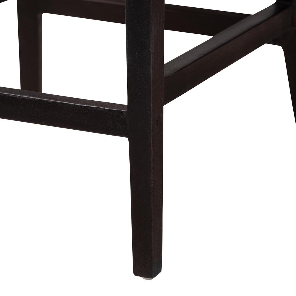 Bohemian Dark Brown Mahogany Wood and Natural Rattan Counter Stool. Picture 16