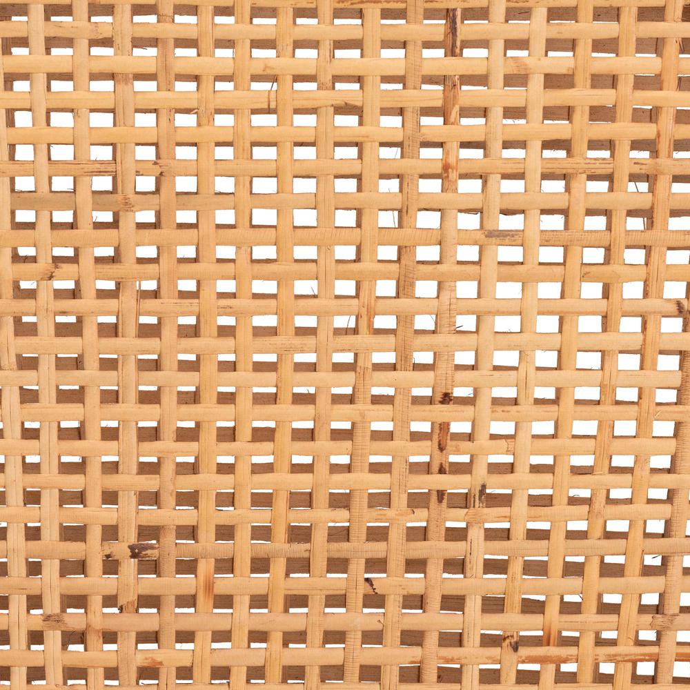 Bohemian Dark Brown Mahogany Wood and Natural Rattan Counter Stool. Picture 17