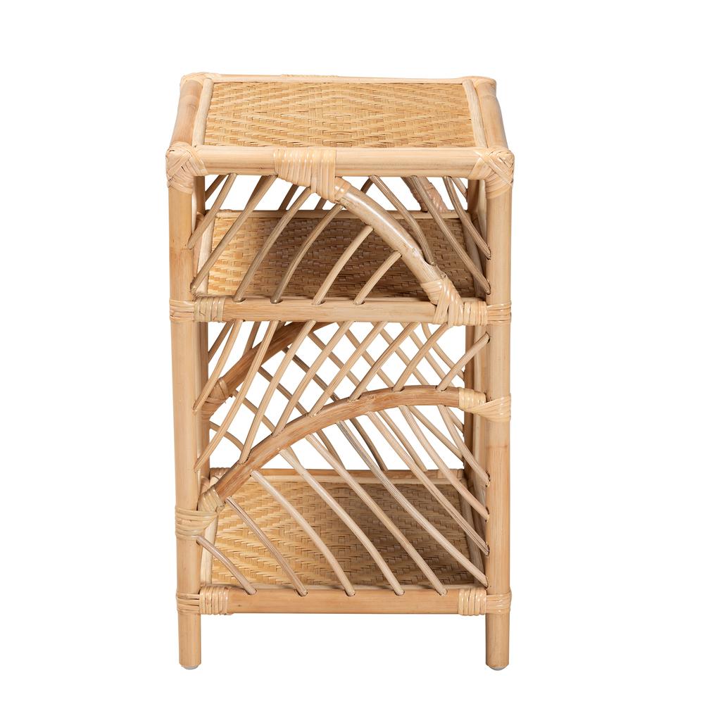 bali & pari Baara Modern Bohemian Natural Brown Rattan Nightstand. Picture 11