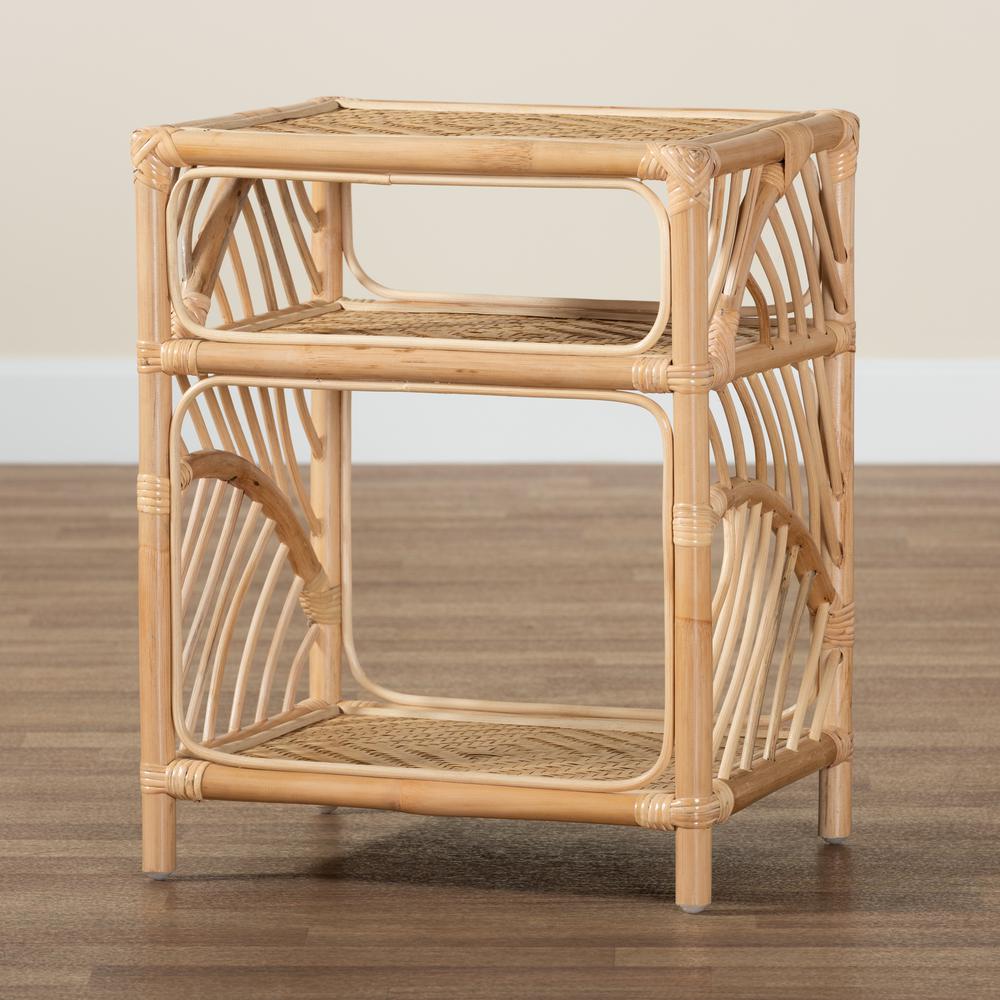 bali & pari Baara Modern Bohemian Natural Brown Rattan Nightstand. Picture 15