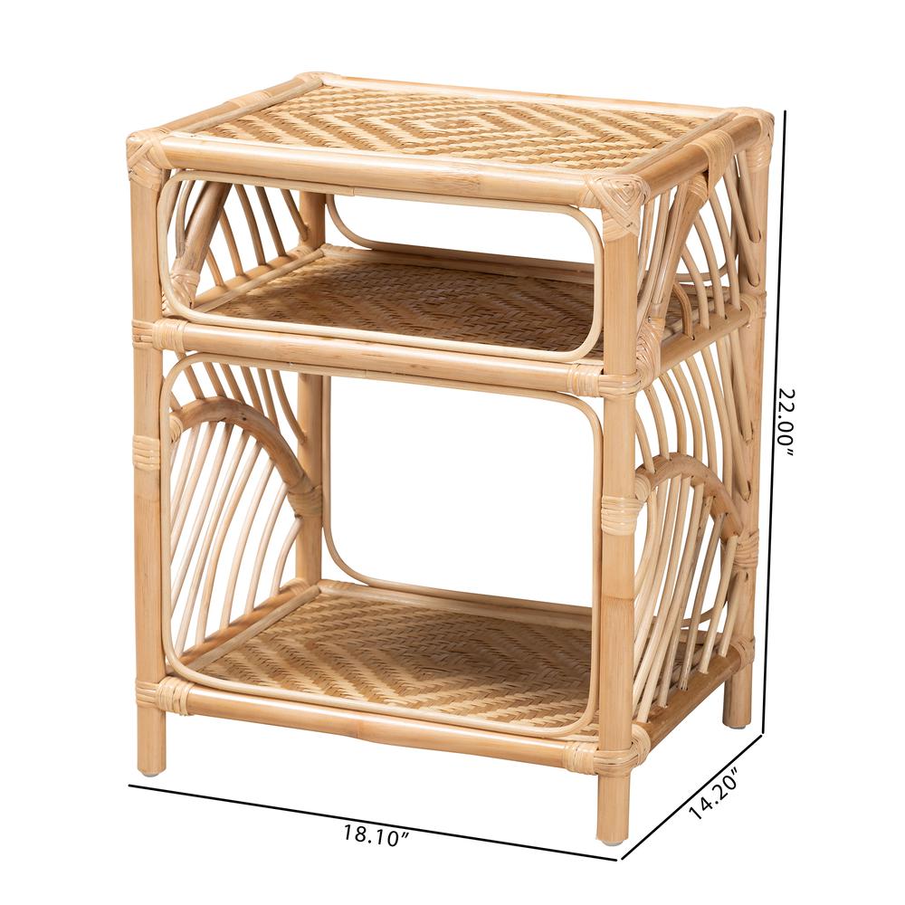 bali & pari Baara Modern Bohemian Natural Brown Rattan Nightstand. Picture 16
