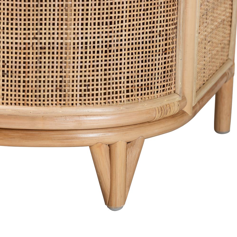 bali & pari Oleta Modern Bohemian Natural Brown Rattan 2-Drawer Nightstand. Picture 16