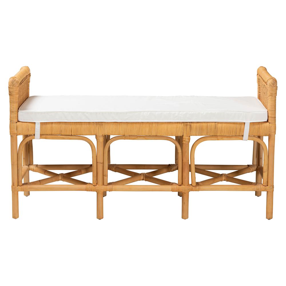 bali & pari Nairi Modern Bohemian Natural Brown Rattan Bench. Picture 2