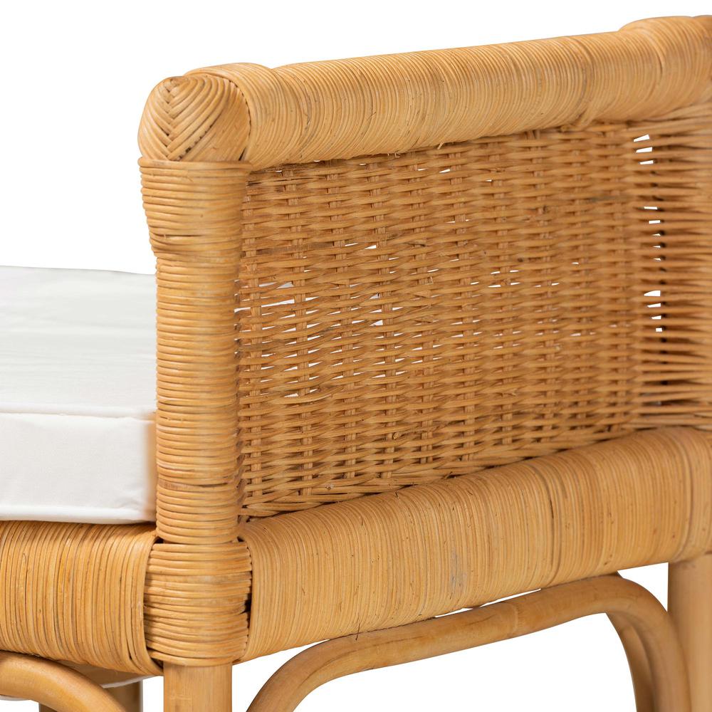 bali & pari Nairi Modern Bohemian Natural Brown Rattan Bench. Picture 4