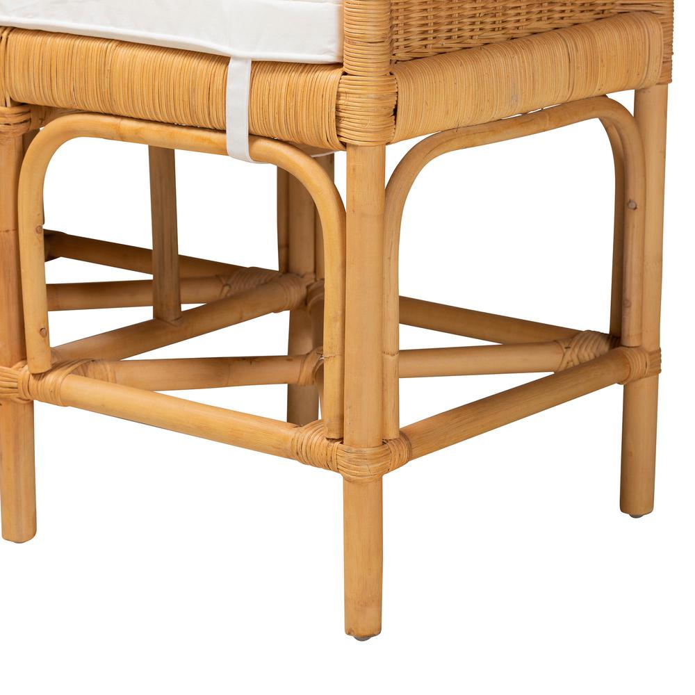 bali & pari Nairi Modern Bohemian Natural Brown Rattan Bench. Picture 5