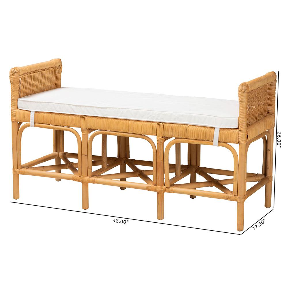 bali & pari Nairi Modern Bohemian Natural Brown Rattan Bench. Picture 6
