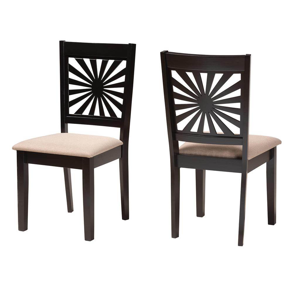 Olympia Modern Beige Fabric and Espresso Brown Finished Wood Dining Chair. Picture 10