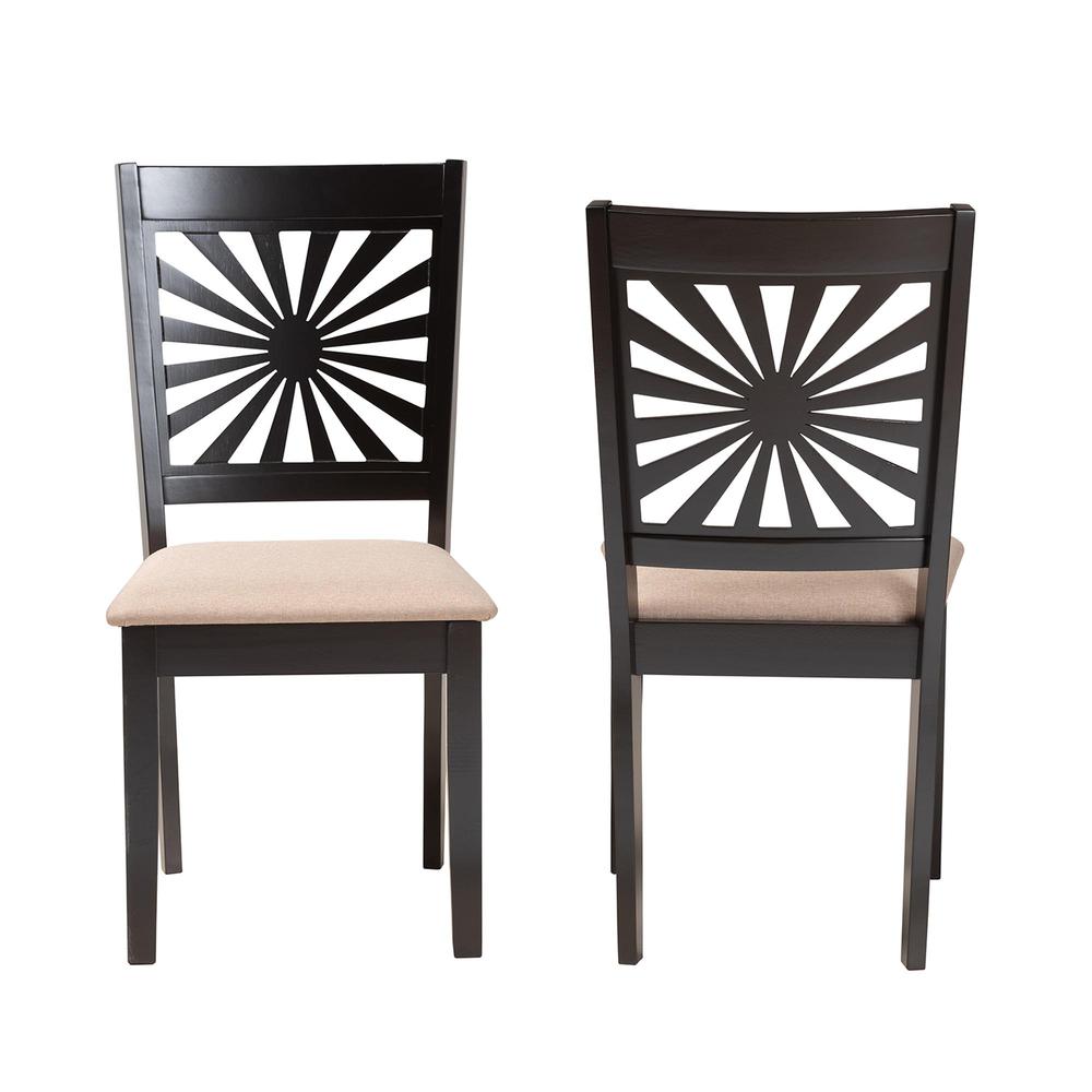 Olympia Modern Beige Fabric and Espresso Brown Finished Wood Dining Chair. Picture 11