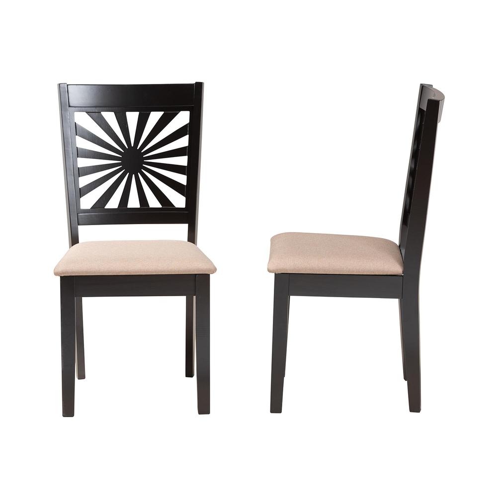 Olympia Modern Beige Fabric and Espresso Brown Finished Wood Dining Chair. Picture 12