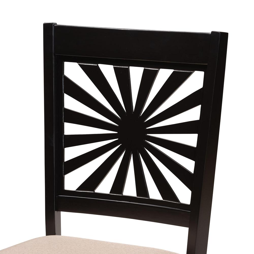 Olympia Modern Beige Fabric and Espresso Brown Finished Wood Dining Chair. Picture 13