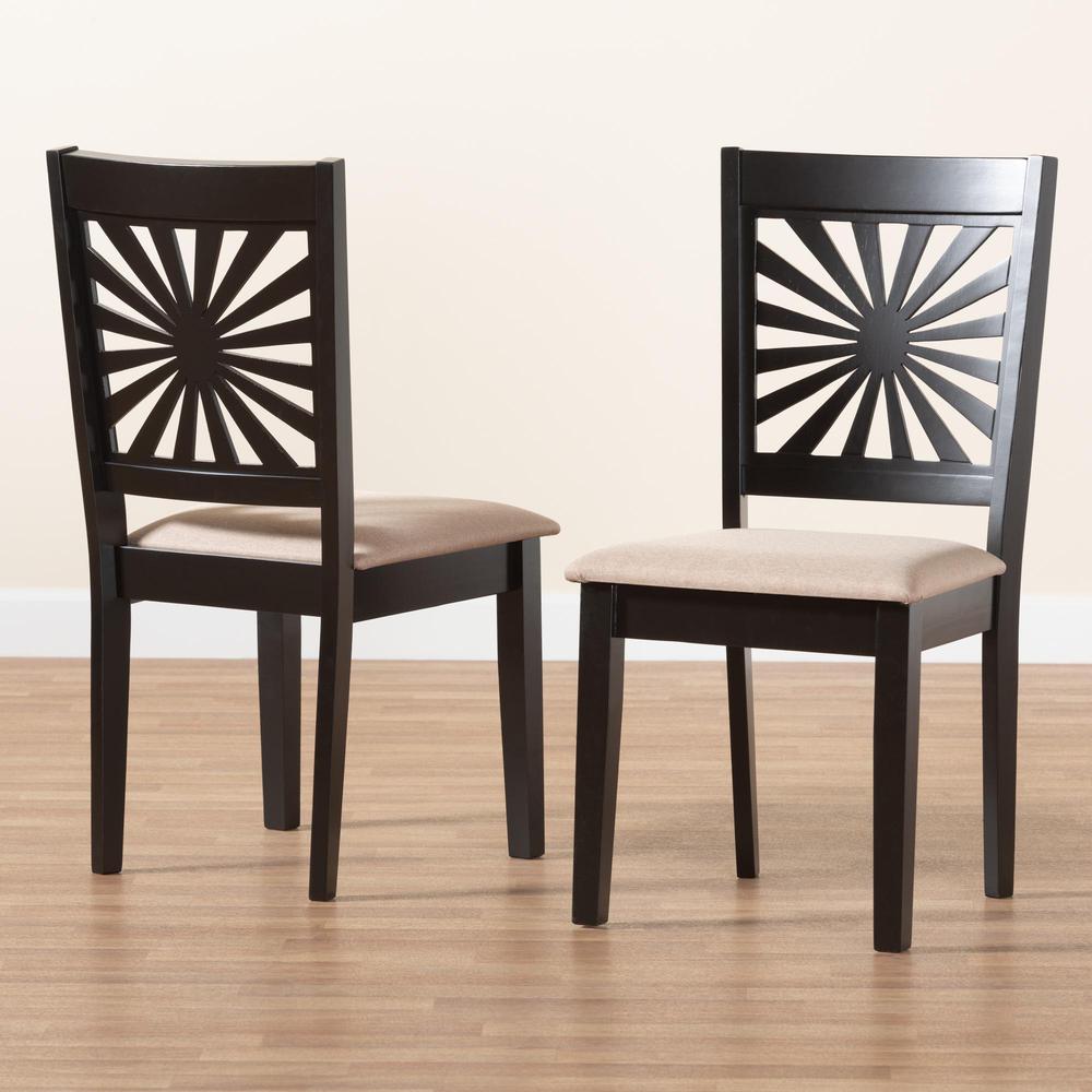 Olympia Modern Beige Fabric and Espresso Brown Finished Wood Dining Chair. Picture 17