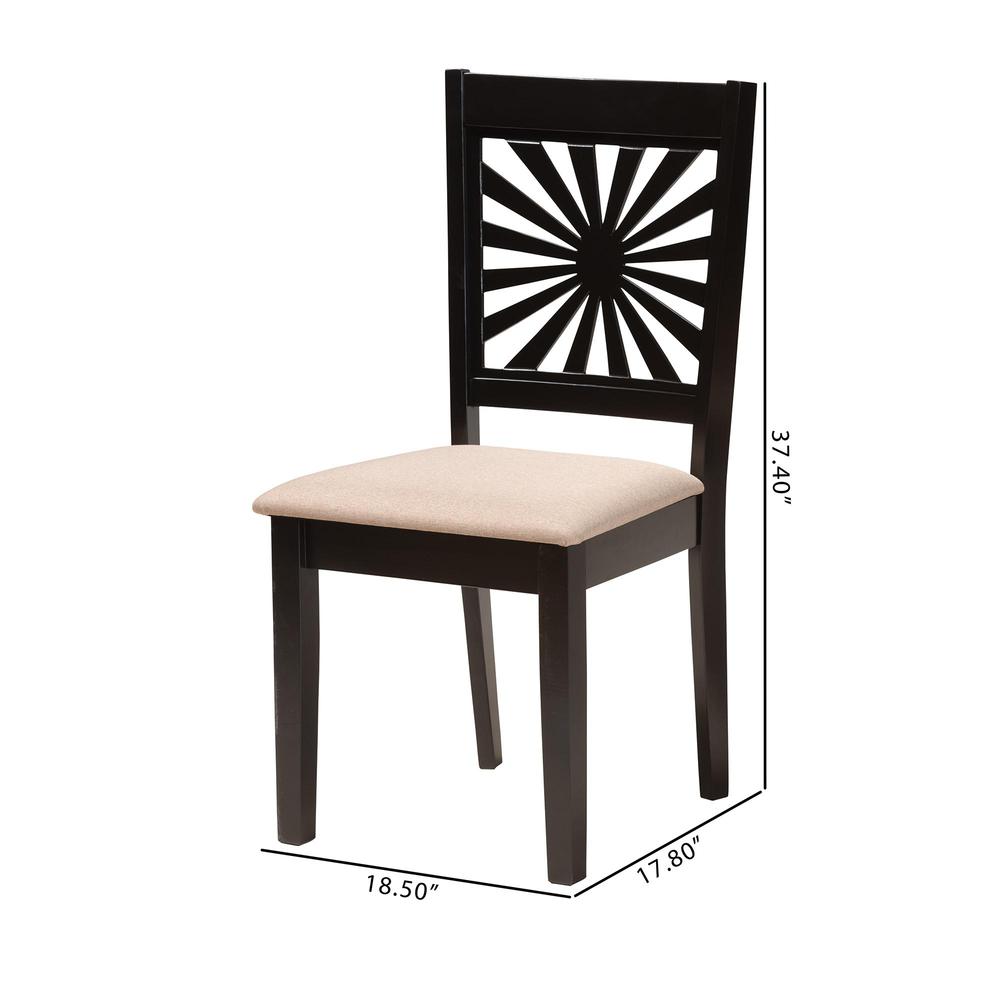 Olympia Modern Beige Fabric and Espresso Brown Finished Wood Dining Chair. Picture 18