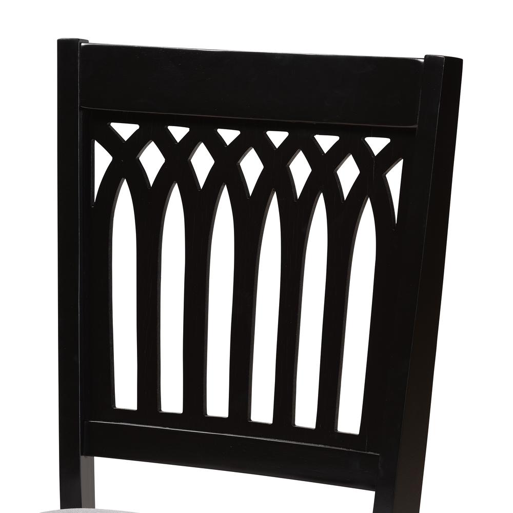 Genesis Modern Grey Fabric and Dark Brown Finished Wood 2-Piece Dining Chair Set. Picture 13