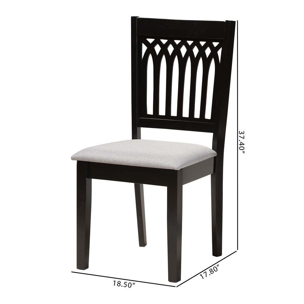 Genesis Modern Grey Fabric and Dark Brown Finished Wood 2-Piece Dining Chair Set. Picture 18