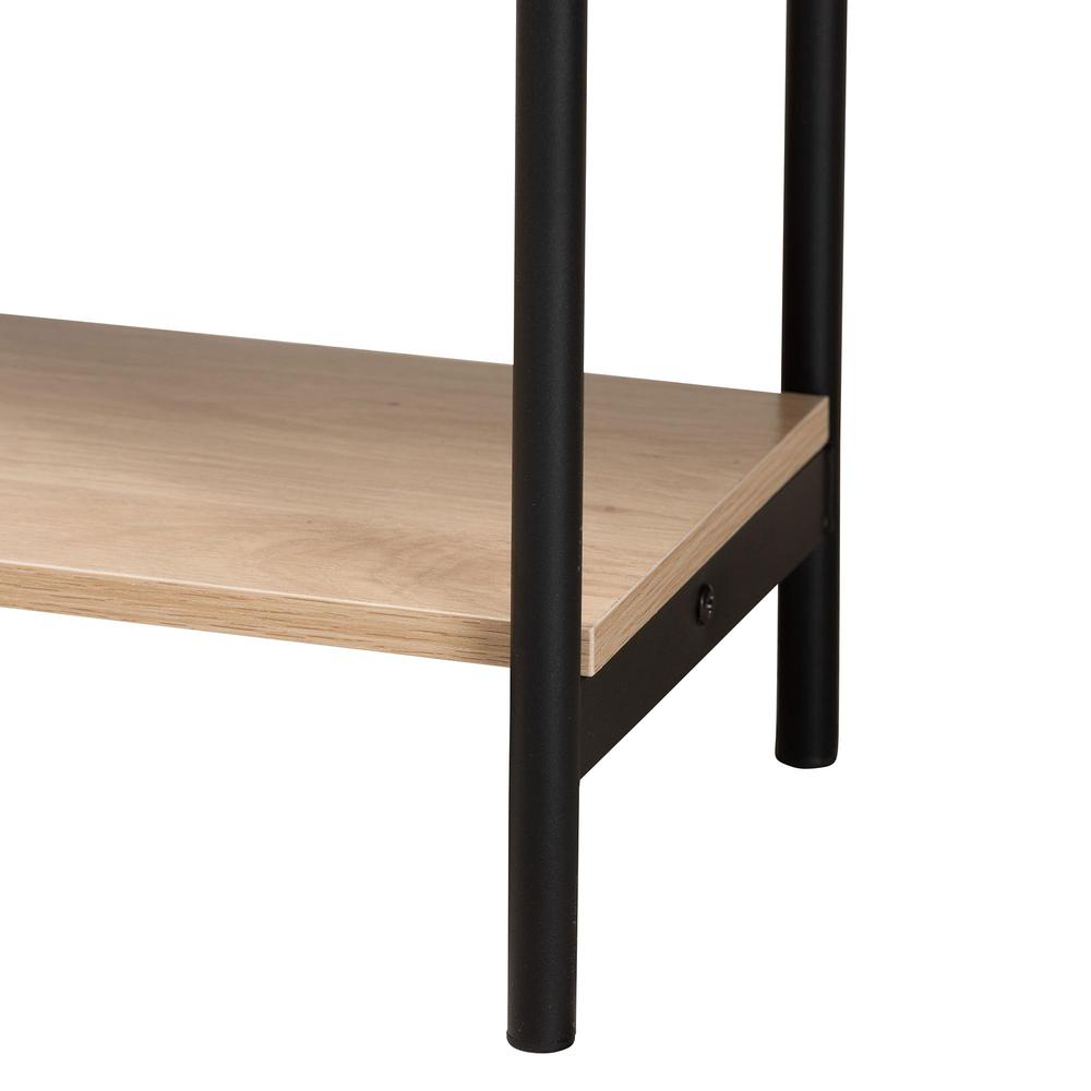 Light Brown  and Black 2-Drawer Console Table with Woven Rattan Accent. Picture 16