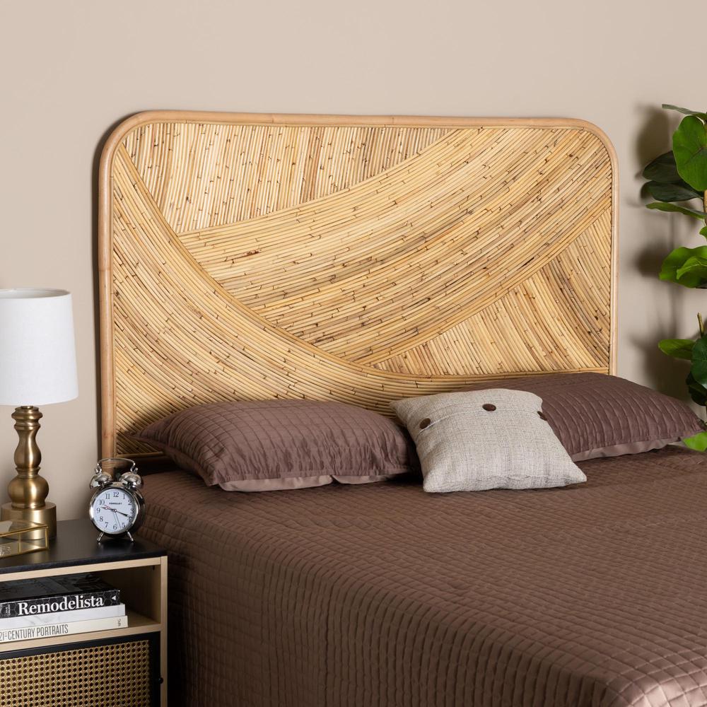 Bohemian Natural Brown Rattan Queen Size Standalone Headboard. Picture 14